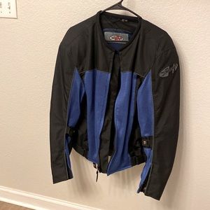 Black/ blue medium size joerocket motorcycle jacket reinforcement.